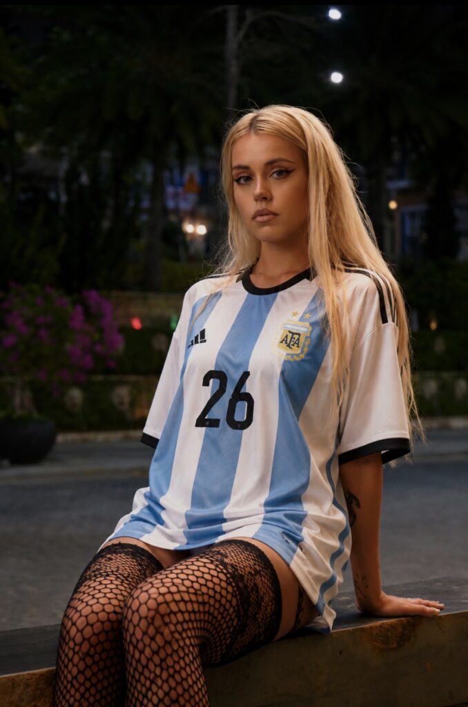 Argentina World Cup 2026 hot girl in football jersey