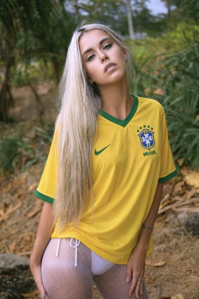 Brazil soccer World Cup 2026 hot girl in yellow fan look